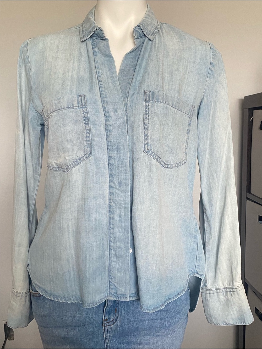 cloth & stone Light Wash Denim Button-Down Shirt